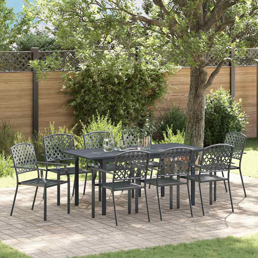 Tuin eettafelset 9 pcs Antraciet Poedercoating staal