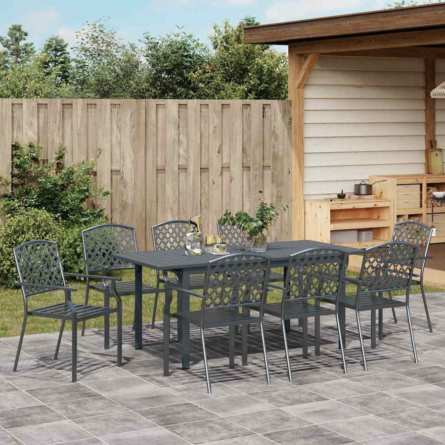 Tuin eettafelset 9 pcs Antraciet Poedercoating staal
