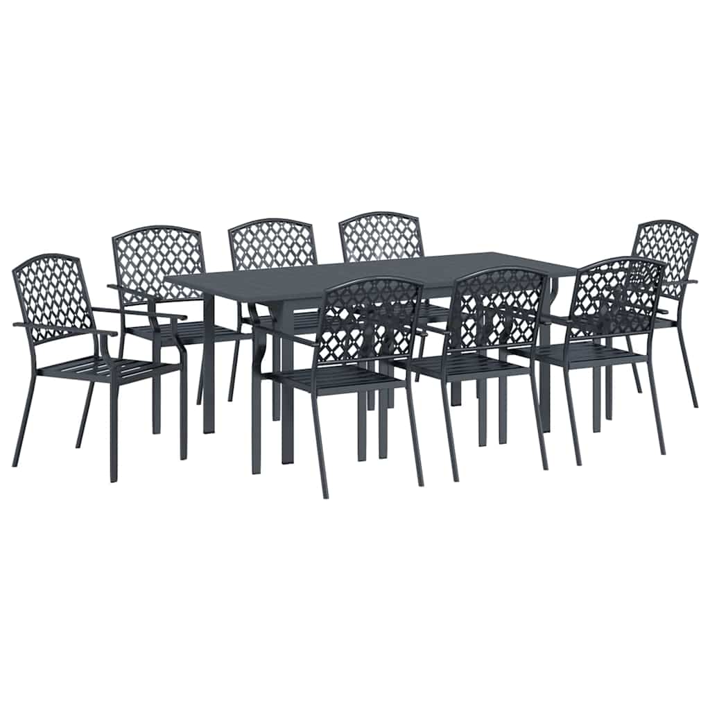 Tuin eettafelset 9 pcs Antraciet Poedercoating staal