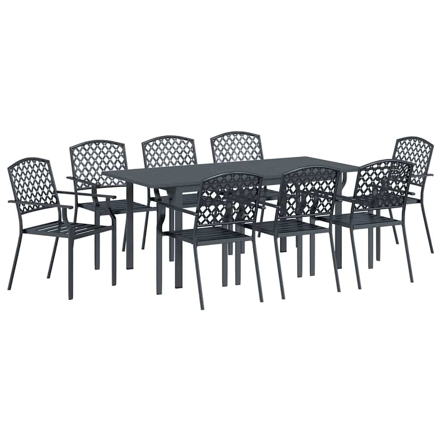 Tuin eettafelset 9 pcs Antraciet Poedercoating staal