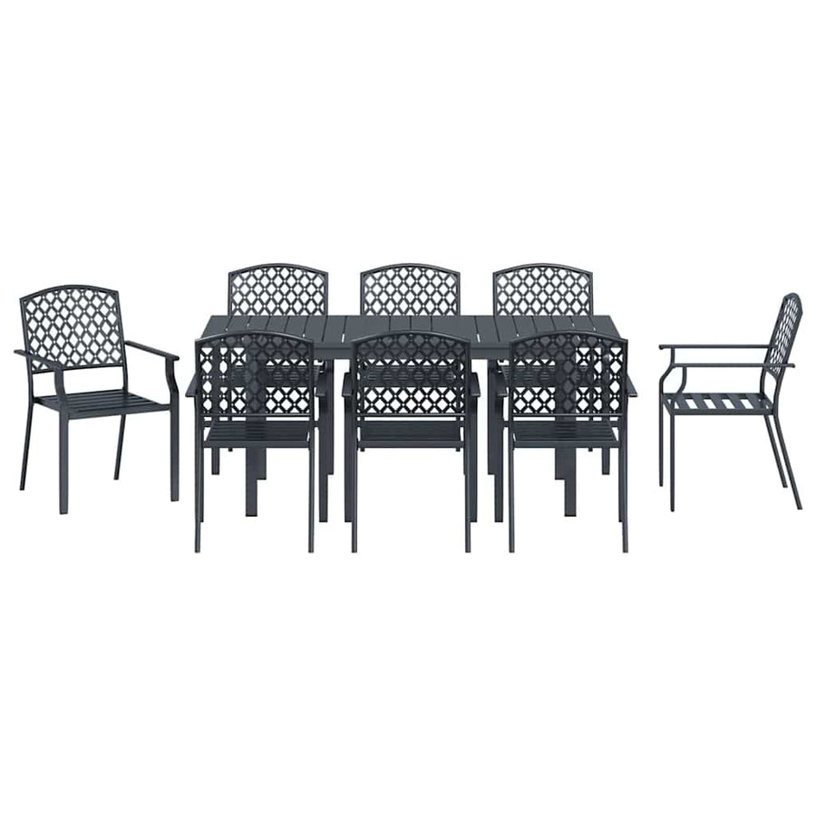Tuin eettafelset 9 pcs Antraciet Poedercoating staal