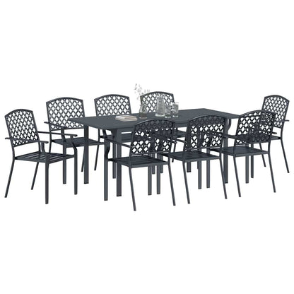 Tuin eettafelset 9 pcs Antraciet Poedercoating staal
