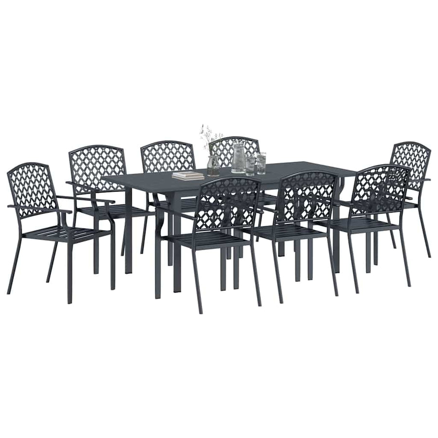 Tuin eettafelset 9 pcs Antraciet Poedercoating staal