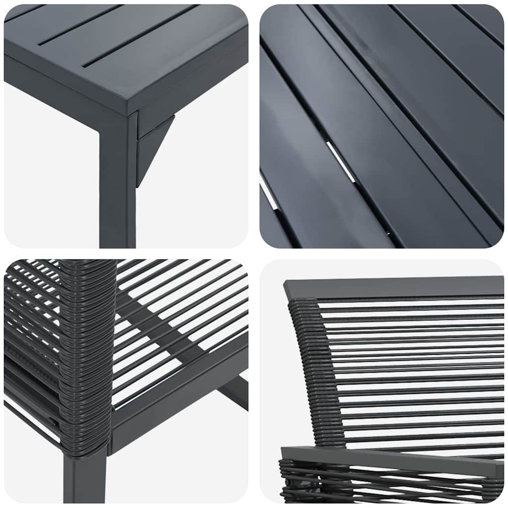 Tuin eettafelset 7 pcs Zwart poly rattan