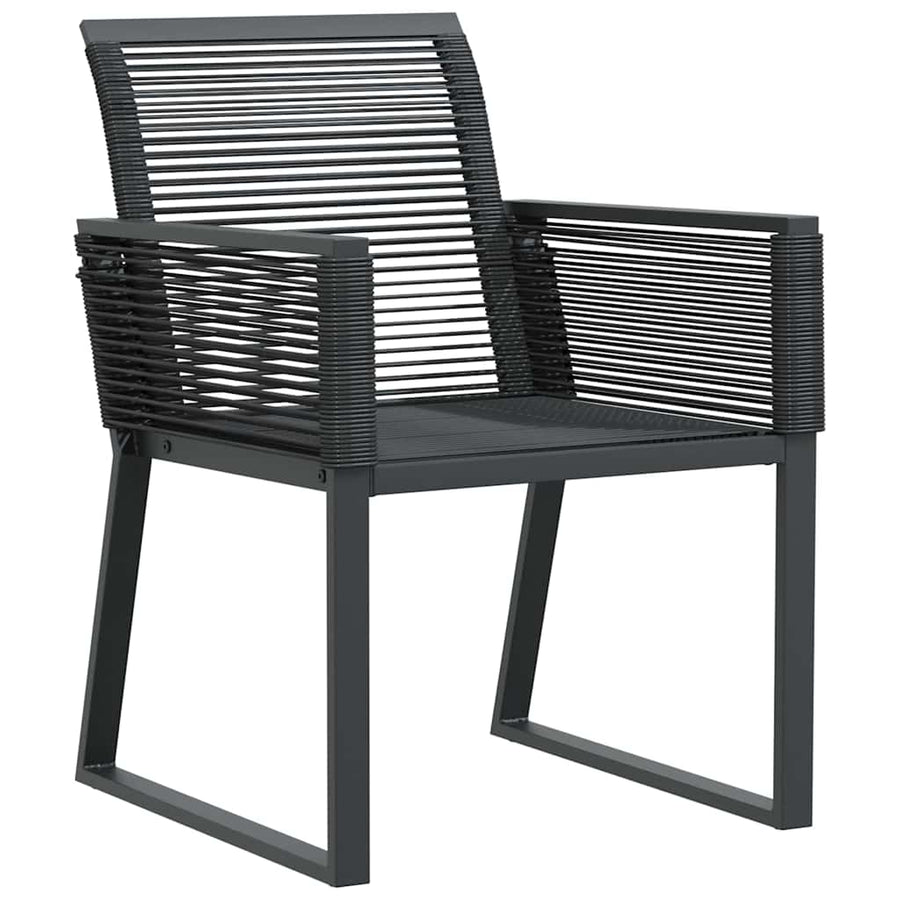 Tuin eettafelset 7 pcs Zwart poly rattan