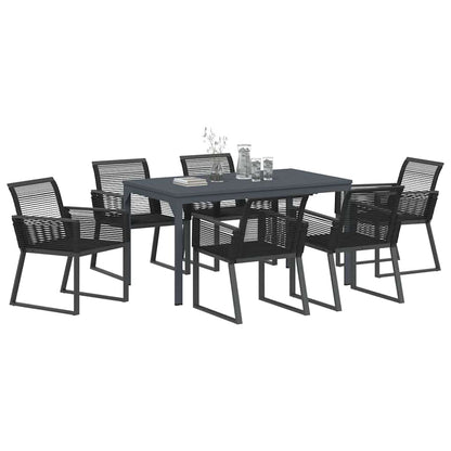 Tuin eettafelset 7 pcs Zwart poly rattan