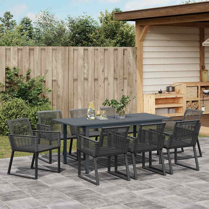 Tuin eettafelset 9 pcs Zwart poly rattan