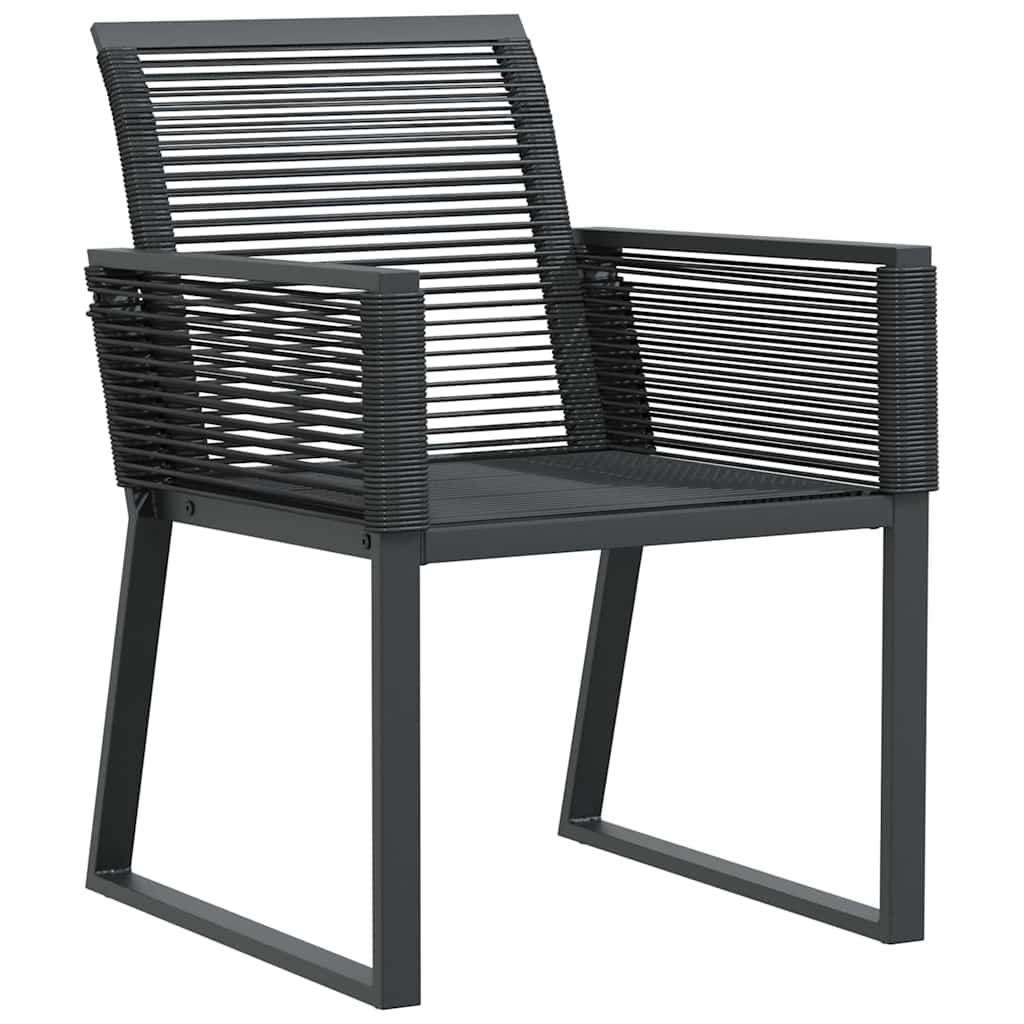 Tuin eettafelset 9 pcs Zwart poly rattan