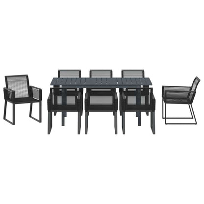 Tuin eettafelset 9 pcs Zwart poly rattan