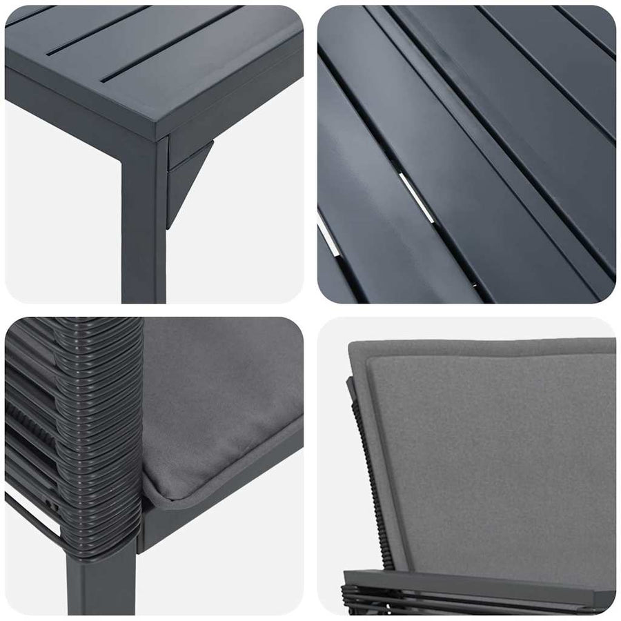 Tuin eettafelset 7 pcs Antraciet poly rattan