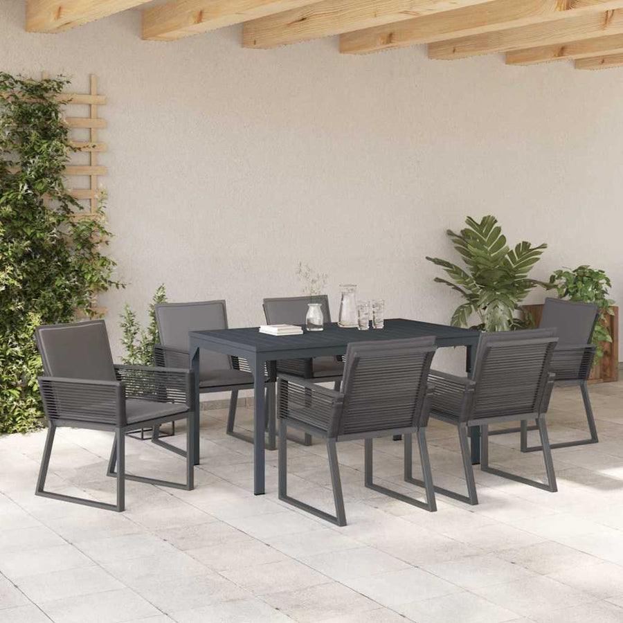 Tuin eettafelset 7 pcs Antraciet poly rattan