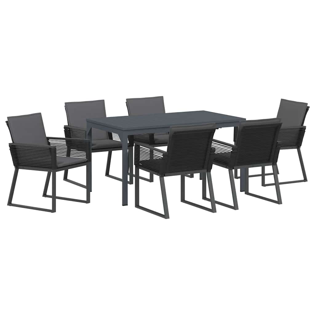Tuin eettafelset 7 pcs Antraciet poly rattan