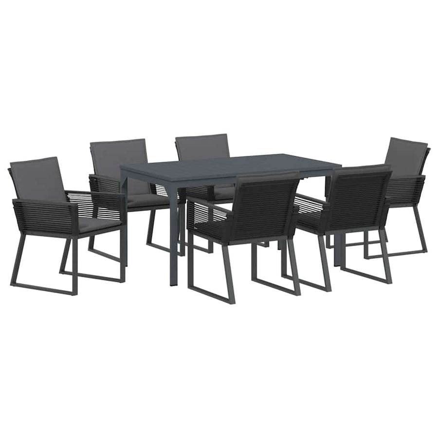 Tuin eettafelset 7 pcs Antraciet poly rattan