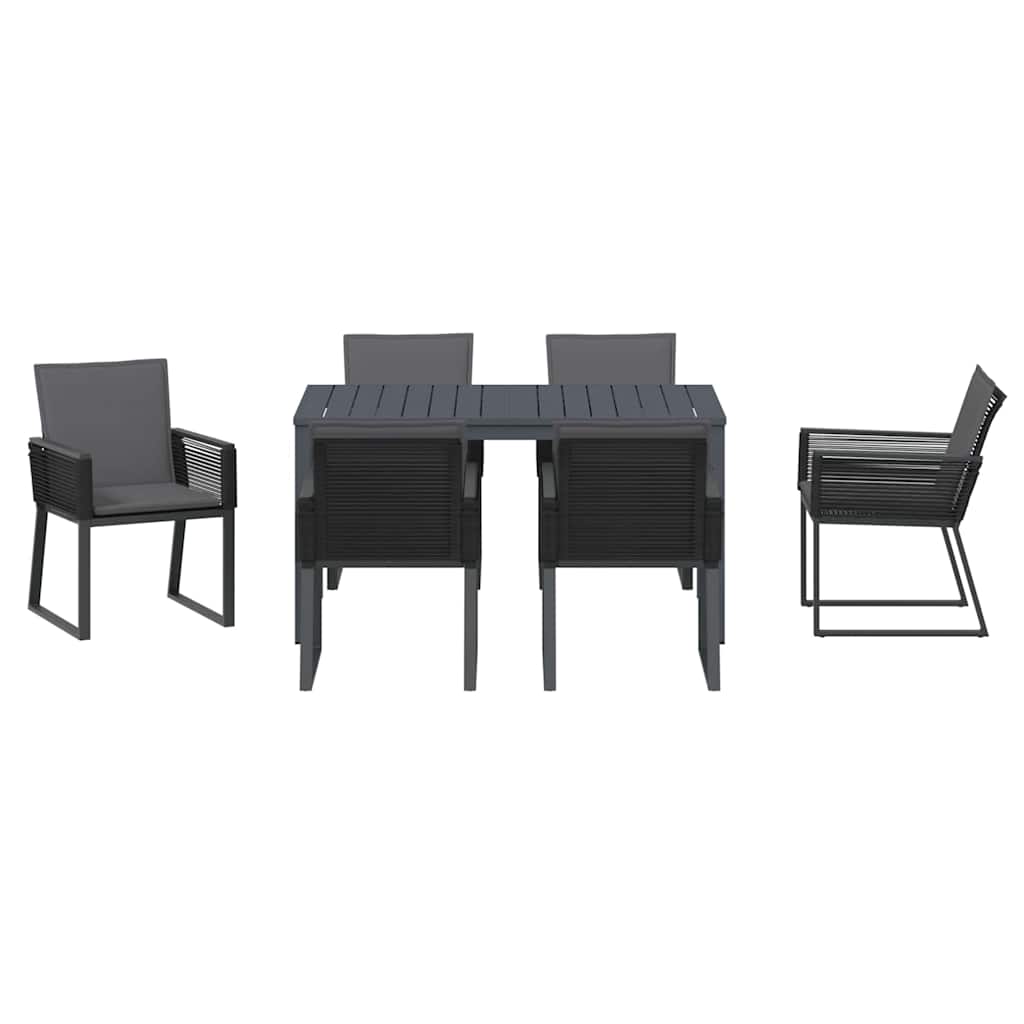 Tuin eettafelset 7 pcs Antraciet poly rattan