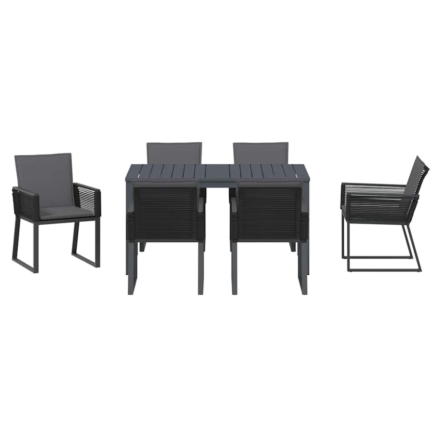 Tuin eettafelset 7 pcs Antraciet poly rattan