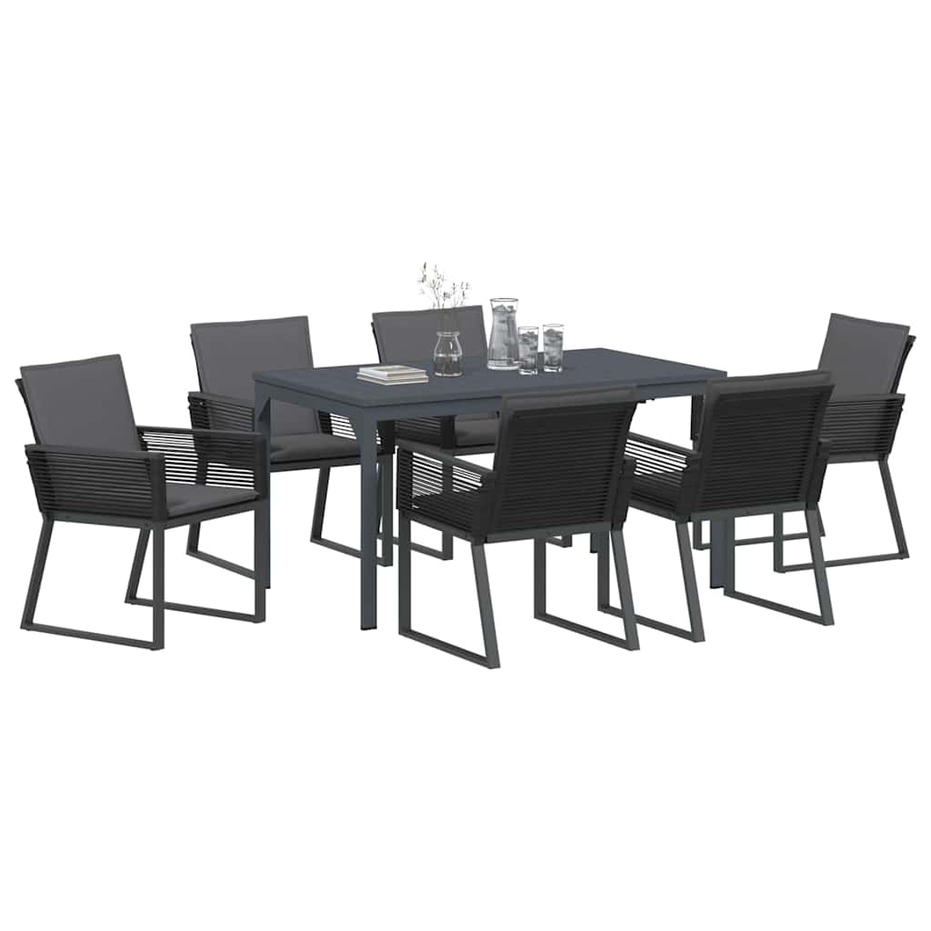 Tuin eettafelset 7 pcs Antraciet poly rattan