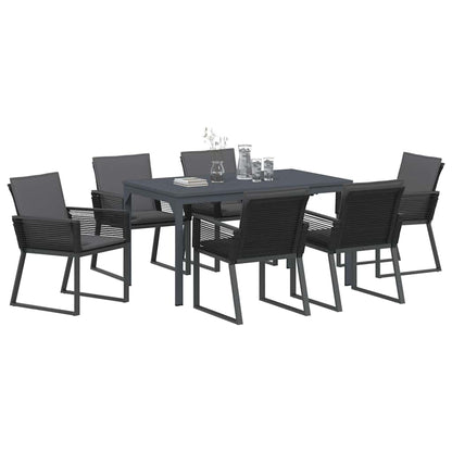 Tuin eettafelset 7 pcs Antraciet poly rattan