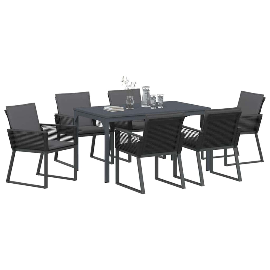Tuin eettafelset 7 pcs Antraciet poly rattan