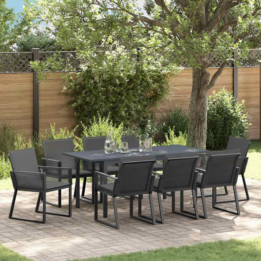 Tuin eettafelset 9 pcs Antraciet poly rattan