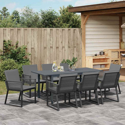 Tuin eettafelset 9 pcs Antraciet poly rattan