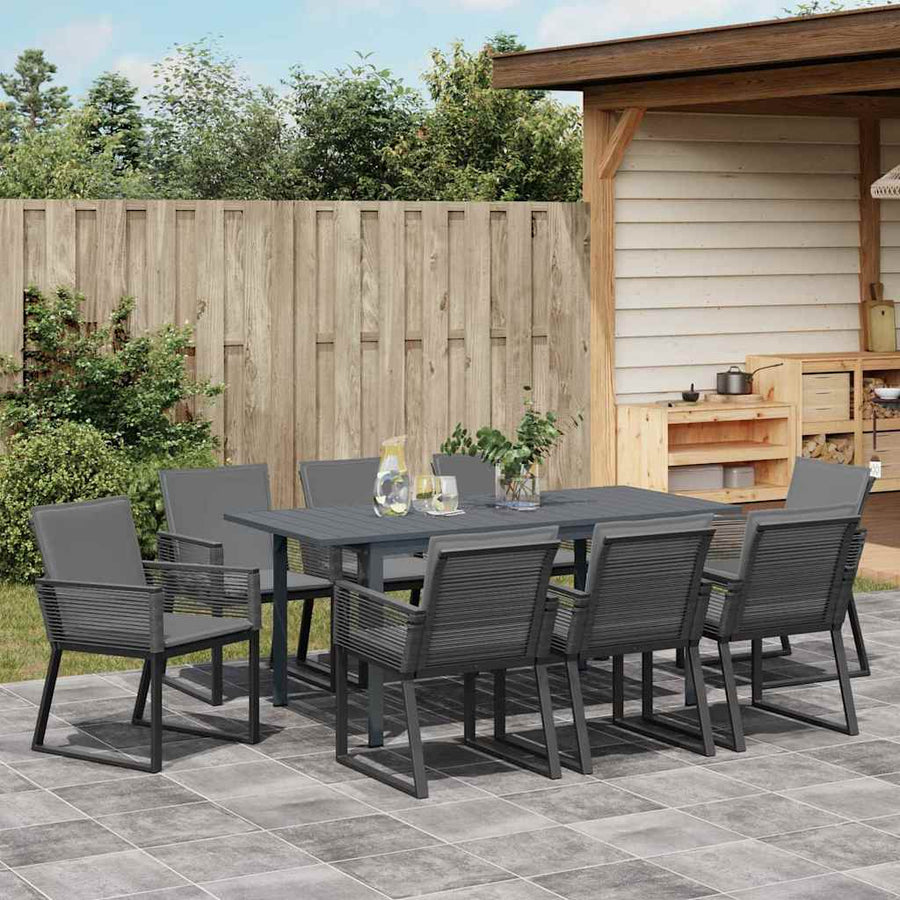 Tuin eettafelset 9 pcs Antraciet poly rattan