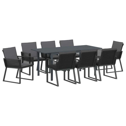 Tuin eettafelset 9 pcs Antraciet poly rattan