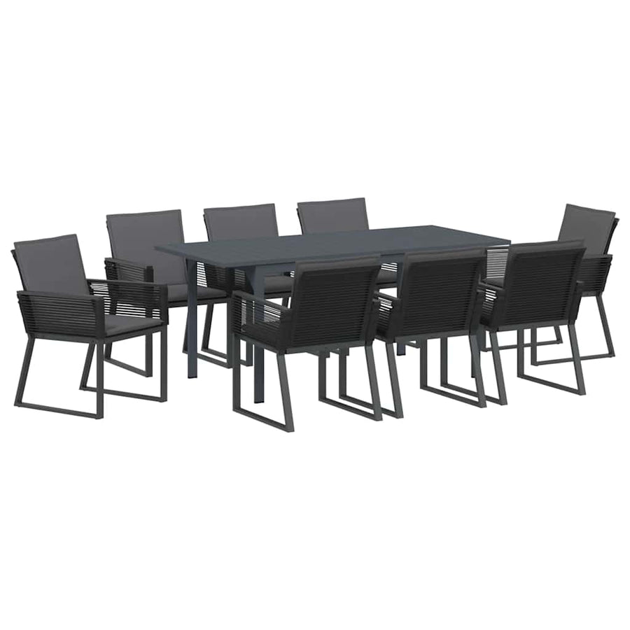 Tuin eettafelset 9 pcs Antraciet poly rattan