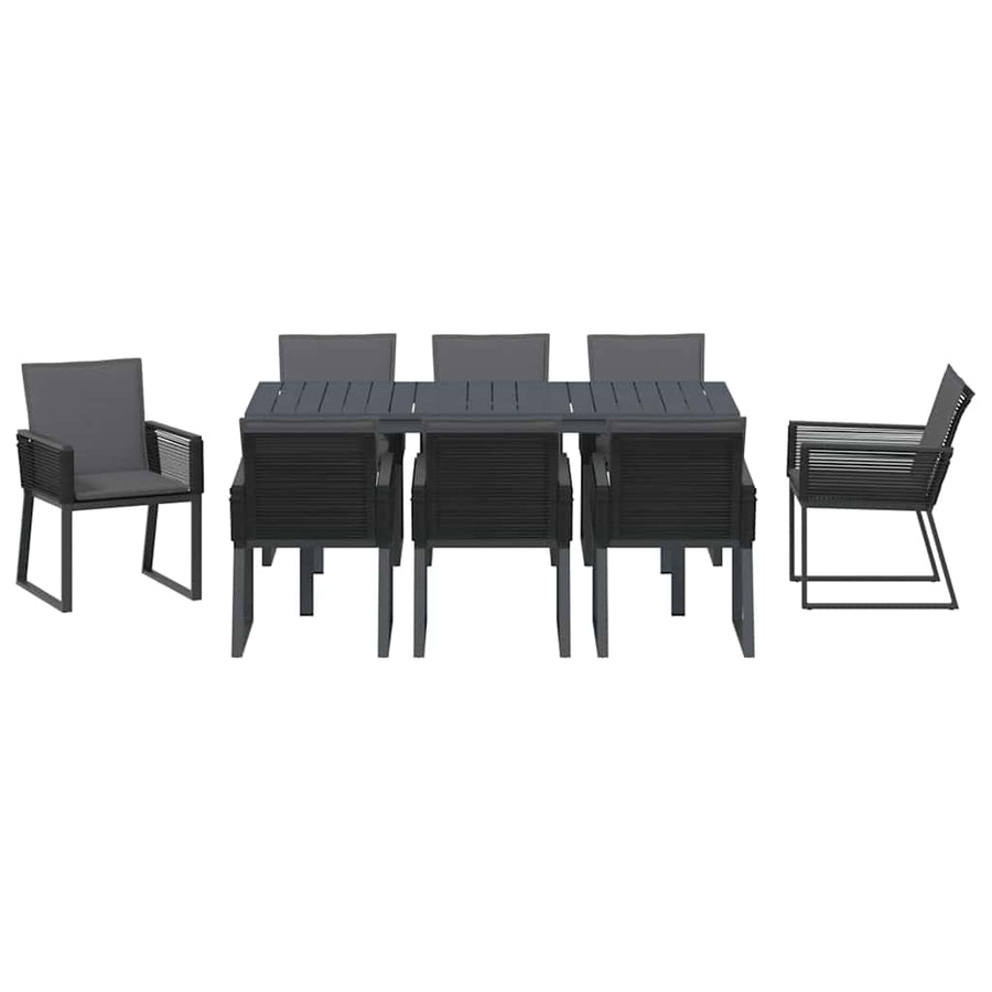 Tuin eettafelset 9 pcs Antraciet poly rattan