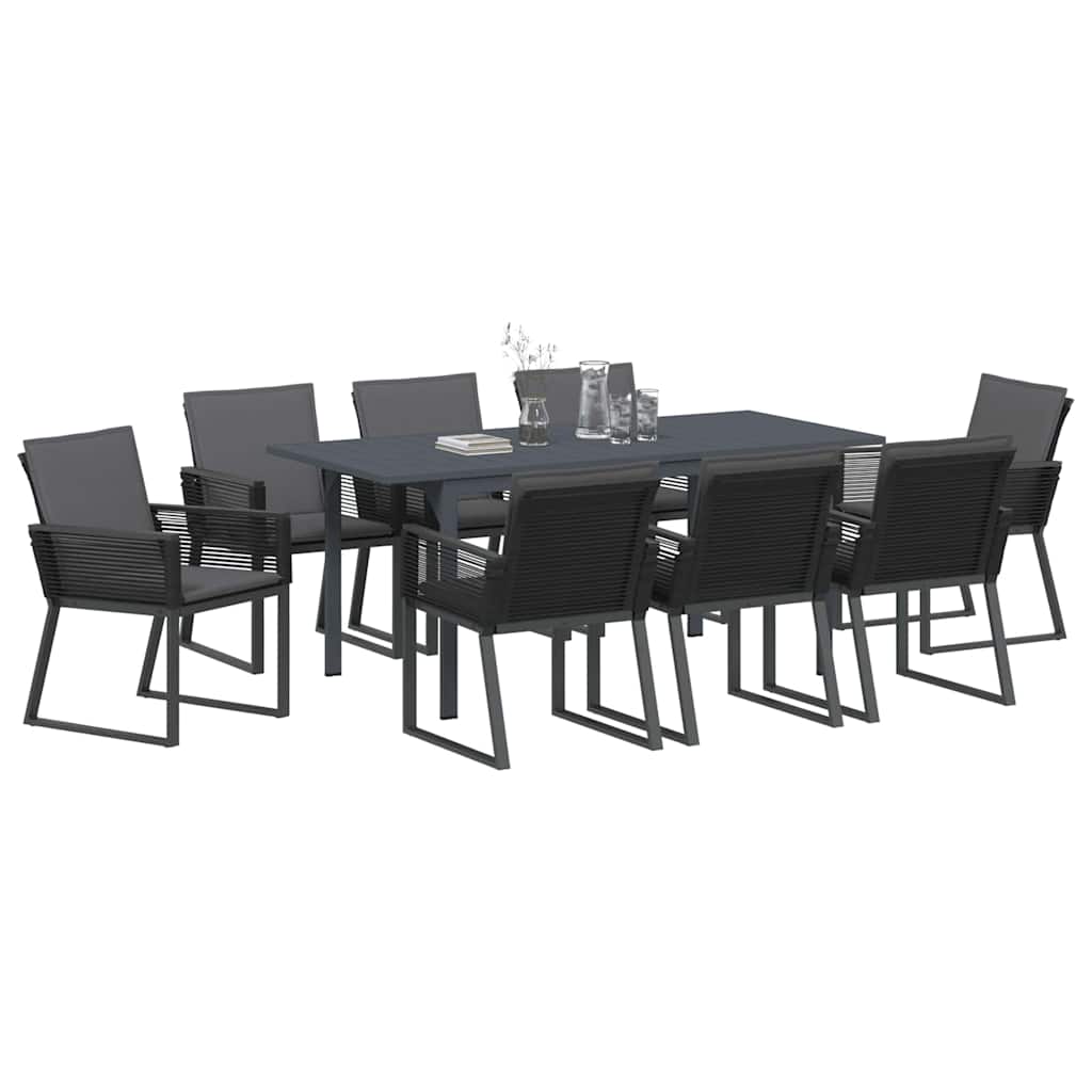 Tuin eettafelset 9 pcs Antraciet poly rattan