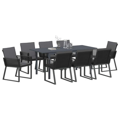 Tuin eettafelset 9 pcs Antraciet poly rattan