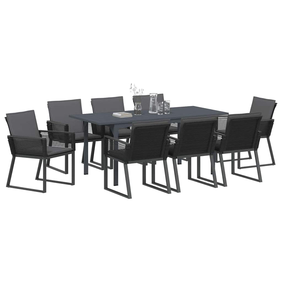 Tuin eettafelset 9 pcs Antraciet poly rattan