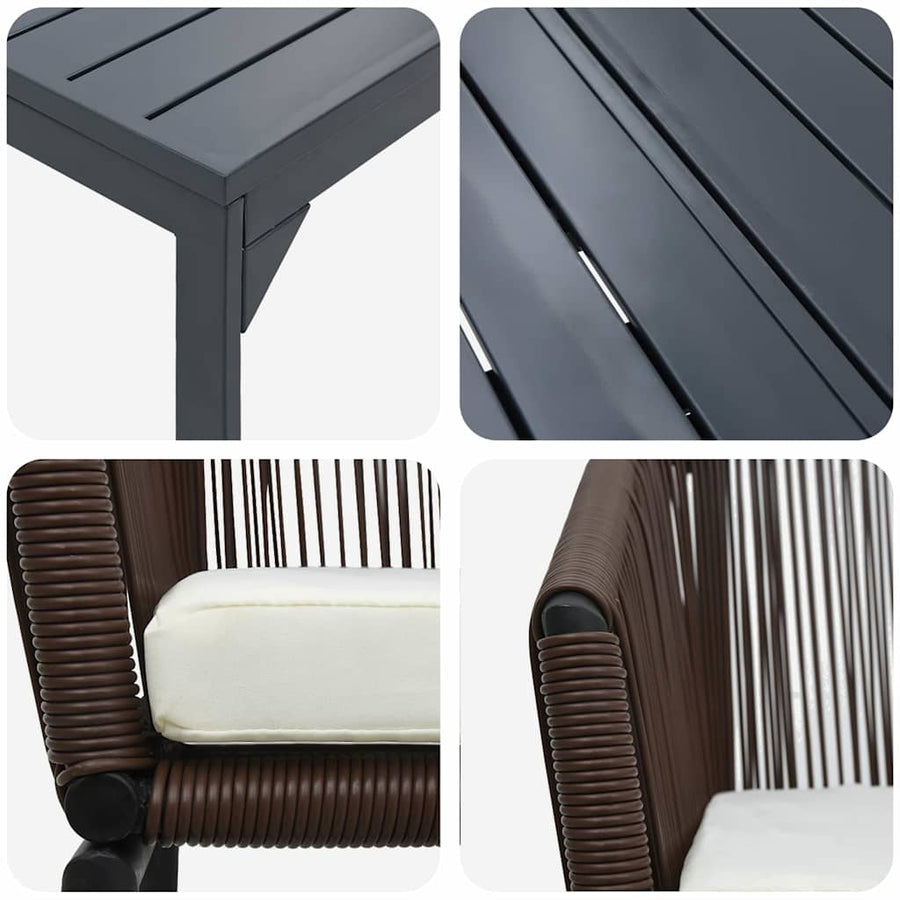 Tuin eettafelset 7 pcs Bruin poly rattan