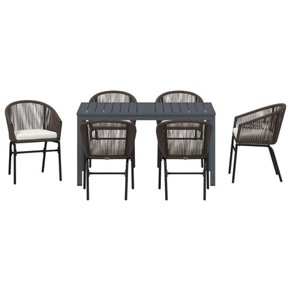 Tuin eettafelset 7 pcs Bruin poly rattan