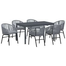 Tuin eettafelset 7 pcs Grijs poly rattan