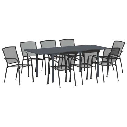 Tuin eettafelset 9 pcs Antraciet Staal
