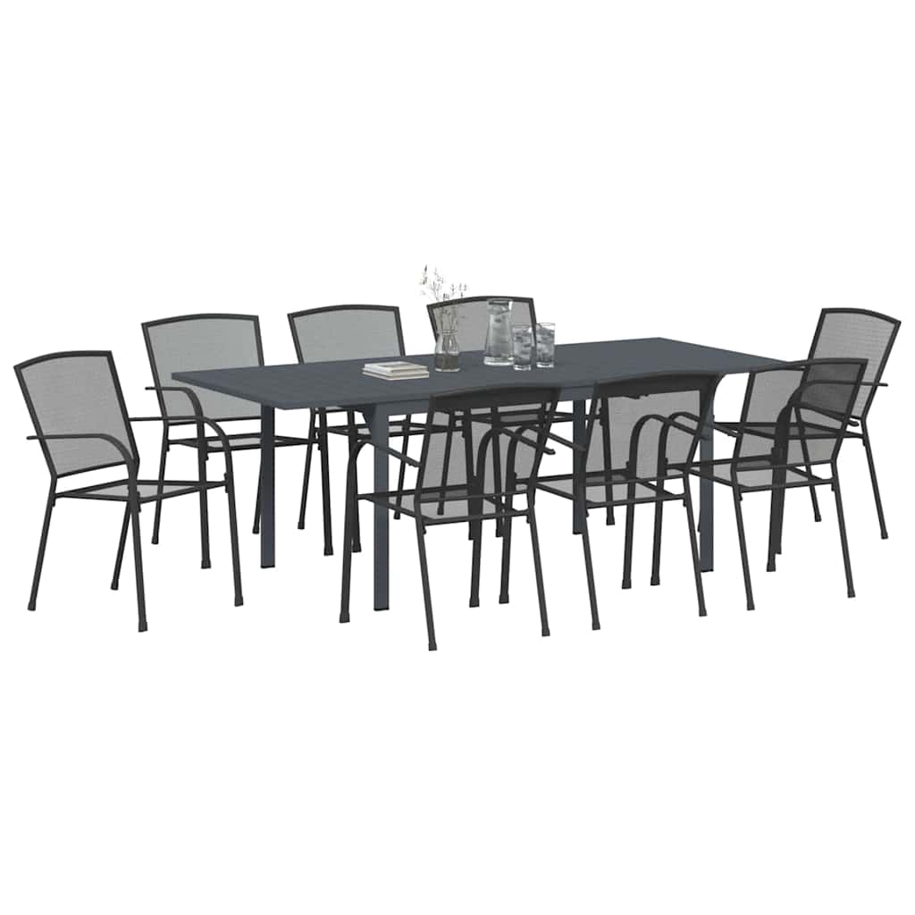 Tuin eettafelset 9 pcs Antraciet Staal