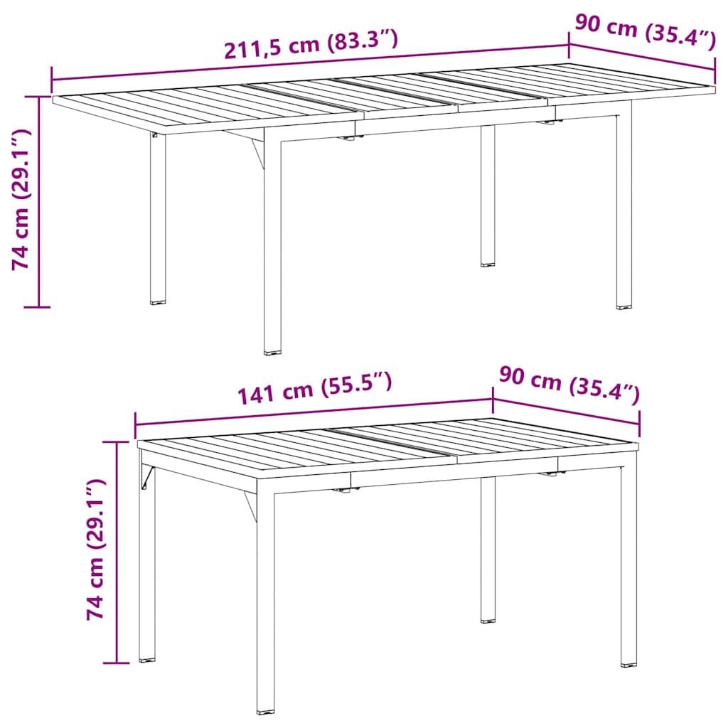 Tuin eettafelset 9 pcs Antraciet Staal