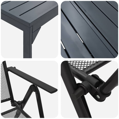 Tuin eettafelset 9 pcs Antraciet Staal