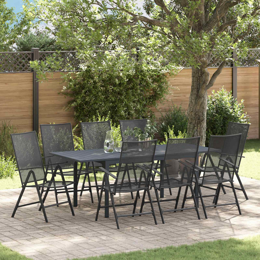 Tuin eettafelset 9 pcs Antraciet Staal
