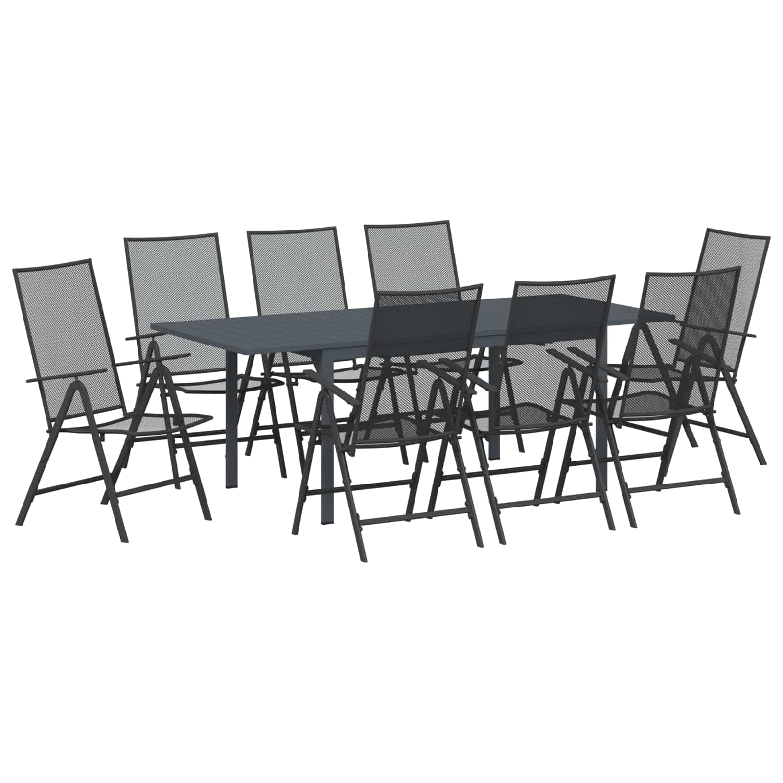 Tuin eettafelset 9 pcs Antraciet Staal