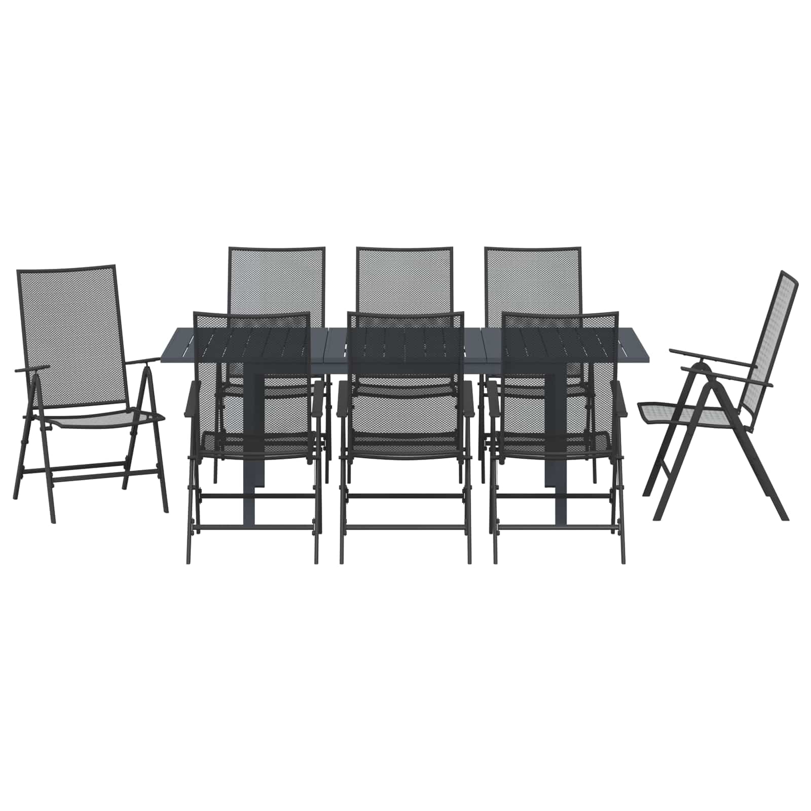 Tuin eettafelset 9 pcs Antraciet Staal