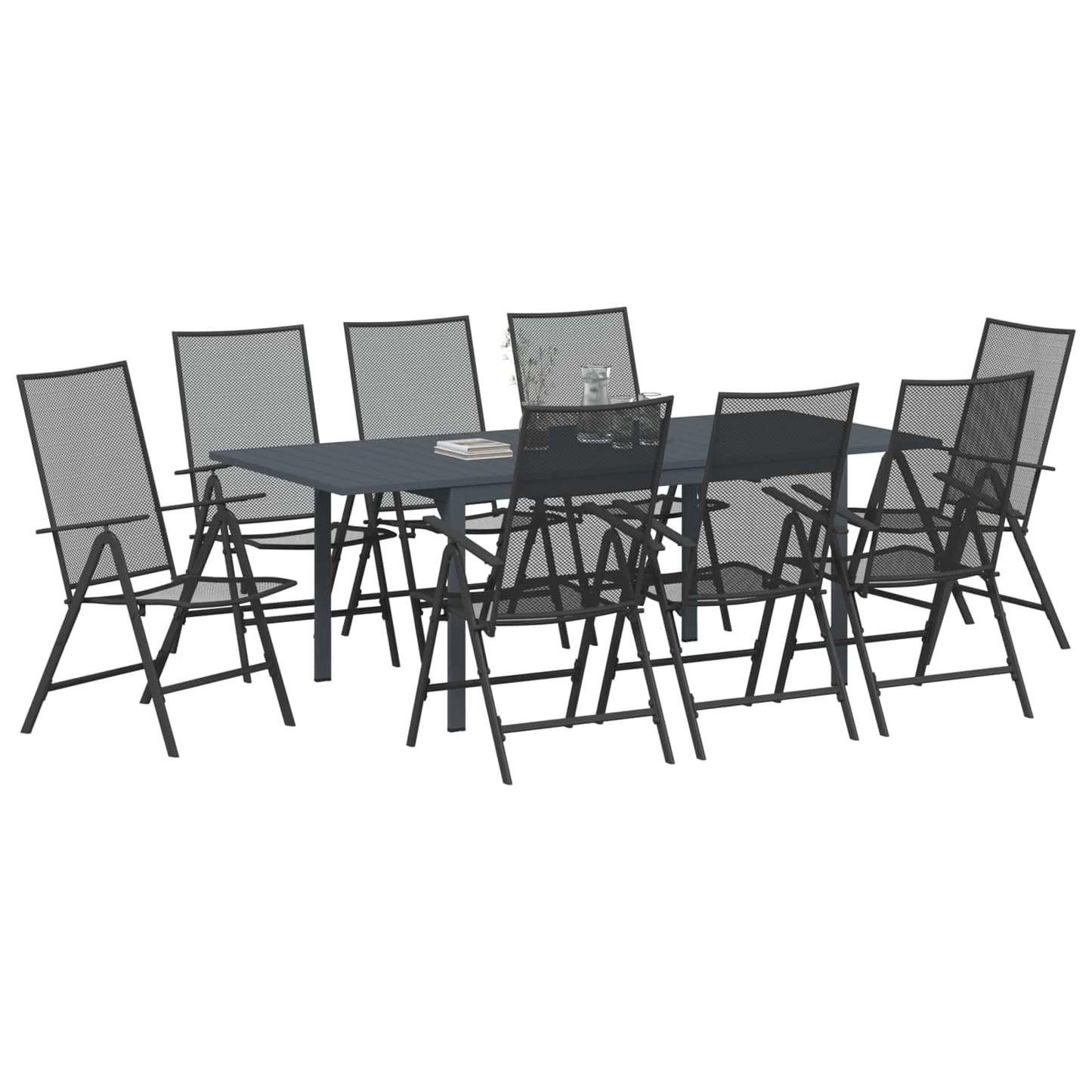 Tuin eettafelset 9 pcs Antraciet Staal