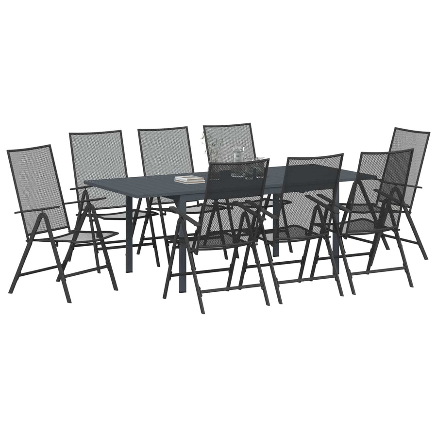 Tuin eettafelset 9 pcs Antraciet Staal