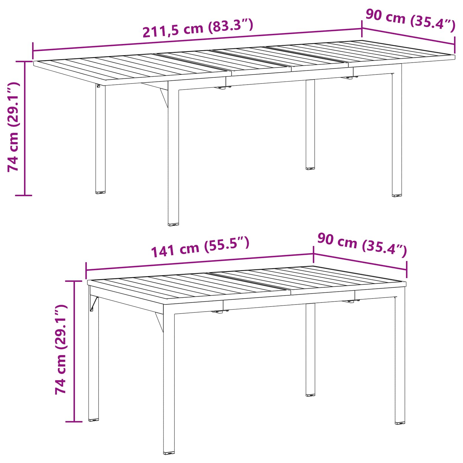 Tuin eettafelset 9 pcs Antraciet Staal
