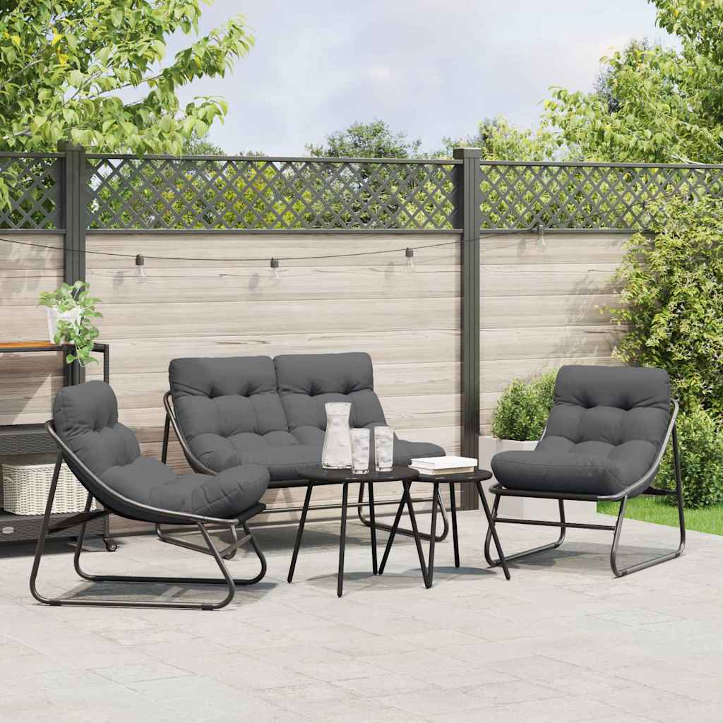 Tuin eettafelset 5 pcs Zwart Staal