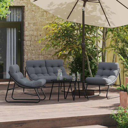 Tuin eettafelset 5 pcs Zwart Staal