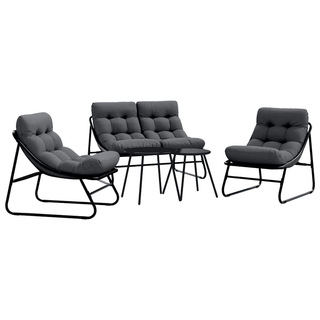 Tuin eettafelset 5 pcs Zwart Staal