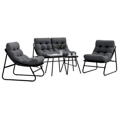 Tuin eettafelset 5 pcs Zwart Staal