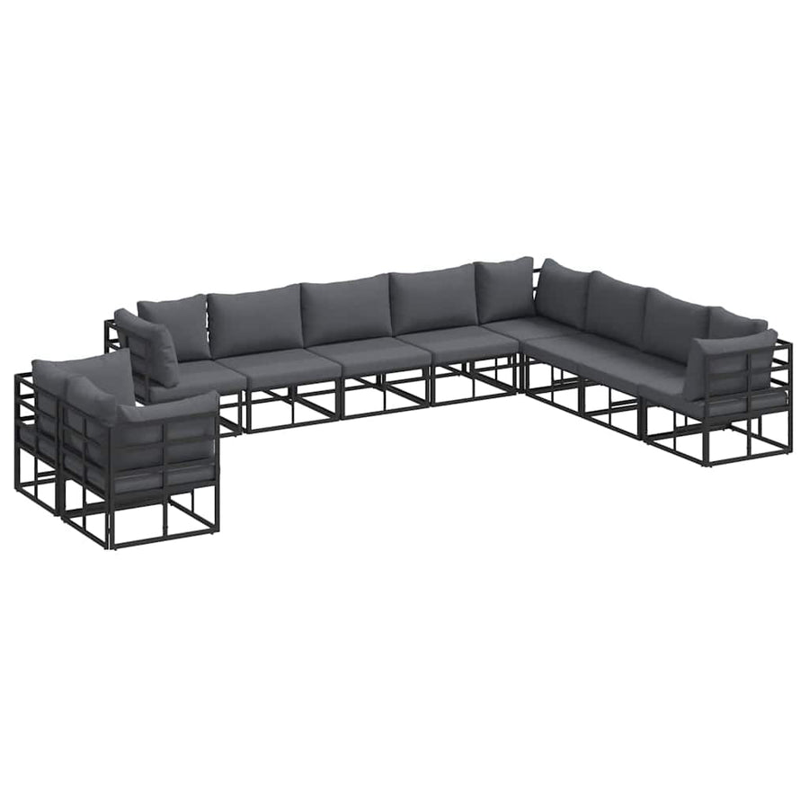 Tuin Sofa Set met kussen 10 pcs Zwart Aluminium