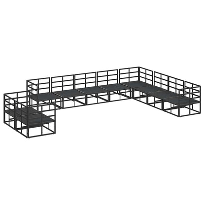 Tuin Sofa Set met kussen 10 pcs Zwart Aluminium